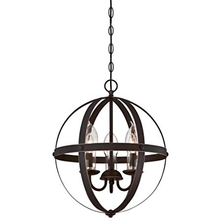 Westinghouse Lighting 6360600 Stella Mira Three-Light Chandelier, Oil Rubbed Bronze Finish with Highlights and Clear Glass Candle Covers Outdoor Pendant,