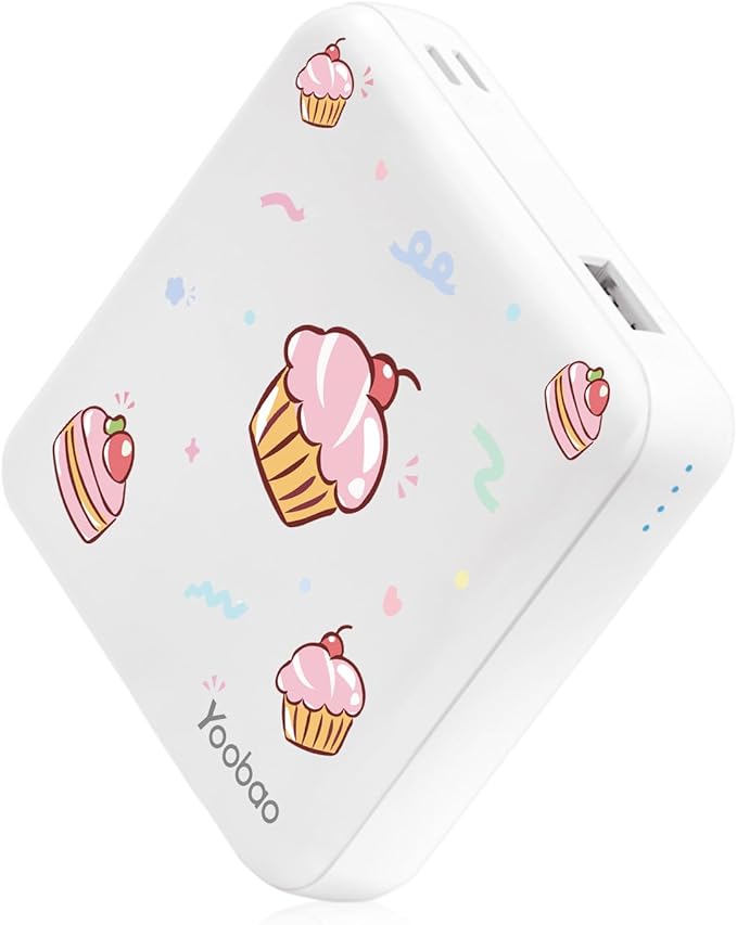 Yoobao Portable Charger, PD 20W USB-C in&Out Power Bank 10000mAh Super Fast Charging, Cute Stuff for Girls Kids Travel, Mini Phone Battery Pack for iPhone 14/13/iPad/Android/Samsung/LG (Cake)