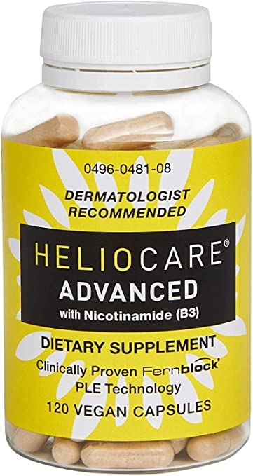 Heliocare Advanced Nicotinamide B3 Supplement: Niacinamide 250mg and Fernblock PLE Extract 120mg Per Capsule - Helps Support Skin Cell Health W/Antioxidant Rich Vitamin B3 Niacin - 120 Vegan Capsules