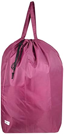 UniLiGis Tear Proof Nylon Laundry Bag with Handles,Hamper Liner with Drawstring Closure for Travel,Dirty Clothes Bag Fit Most Laundry Hamper and Sorter,27.5x34.5'' (Purple Red)