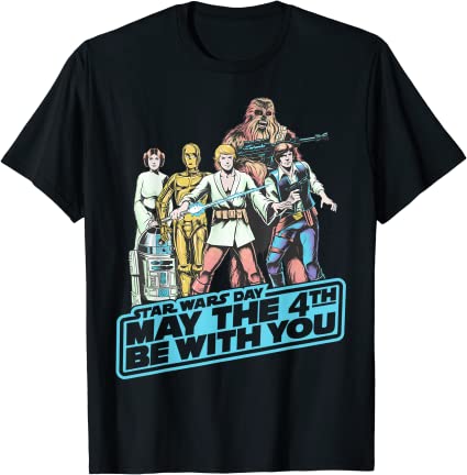 Star Wars May The Fourth Group Shot Retro Poster T-Shirt