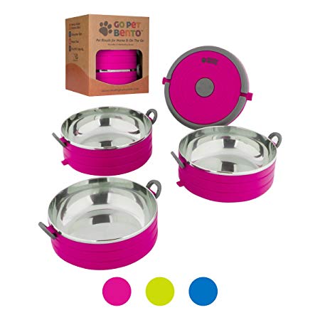 Healthy Human Portable Dog & Pet Travel Bowls with Lid - Human Grade Stainless Steel - Ideal for Food & Water - 3 Sizes & 3 Colors