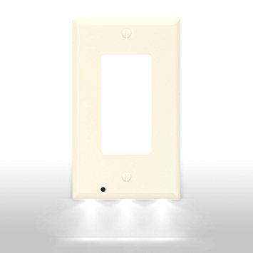 SnapPower Guidelight - Outlet Coverplate with LED Night Lights (Décor, Light Almond)