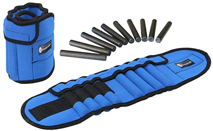 GYMENIST Pair of Ankle Weights Can Be Adjusted Up to 5.5 LB Each Set of 2 x Weight Wraps (Total 11-LB), Blue (4347391503)