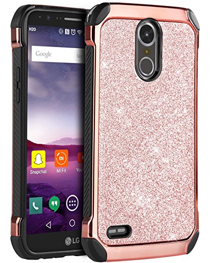 LG Stylo 3 Case, LG Stylo 3 Plus Case, LG Stylus 3 Case, BENTOBEN Glitter 2 in 1 Hybrid Hard PC Laminated with PU Leather Shockproof Protective Case for LG Stylo 3/Stylo 3 Plus/LG LS777, Rose Gold