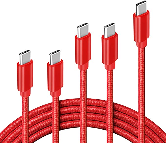 USB C Cable, 【5-Pack 3A】 Fast Charge Various Lengths Durable Nylon Braided USB A to USB C Charging Cable Compatible with Samsung Galaxy S10/S9/S9 /S8/S8 /Note 8, LG G5/G6/V20, Red