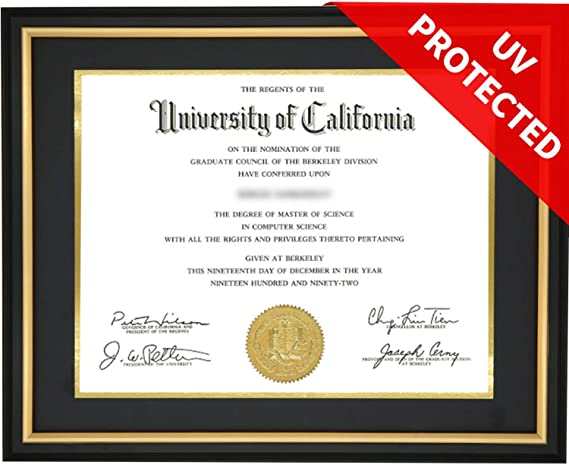 CREKERT Picture Frame 11x14 Frame Diploma Frame 8.5x11 with Mat Included for Wall and Desk Real Solid Wood Golden Rim (Black Gold   Double Black Gold Mat, 1 Pack)