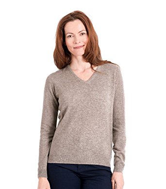 Woolovers Ladies Cashmere and Merino V Neck Knitted Sweater