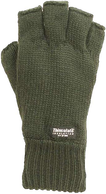 mens fingerless gloves thinsulate green olive black camo fishing fleece lined