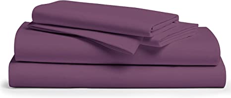 800 Thread Count 100% Cotton Sheet Plum California King Sheets Set, 4-Piece Long-Staple Combed Cotton Best Sheets for Bed, Breathable, Soft & Silky Sateen Weave Fits Mattress Upto 18'' Deep Pocket