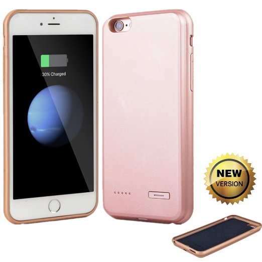 iPhone 6 / 6s Plus Battery Case,Anethic®Slim Protective Battery Case Backup Juice Bank Portable Charger Case with 3700mAh for iPhone 6 6S Plus(5.5 Inch)(rose gold)