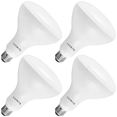 Luxrite BR40 LED Light Bulbs, 85W Equivalent, 3000K Soft White, Dimmable, 1100 Lumens, LED Flood Light Bulb, 14W, E26 Medium Base, Indoor/Outdoor - Perfect for Office and Recessed Lighting (4-Pack)