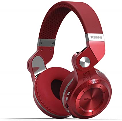 Bluedio Wireless Bluetooth Headphones Foldable Over Ear Headphones with Micro SD Card Slot/FM Radio/Support Amazon Web Services/Mic/Wired for Cell Phones/TV/PC (Red)