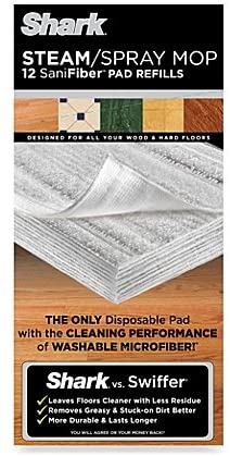 Shark steam/spray mop sanifiber disposable pad refills (12 count) (2)