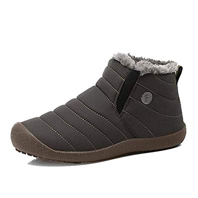 Enly Winter Snow Boots Slip-on Water Resistant Booties for Men Women Kids, Anti-Slip Lightweight Ankle Boots with Full Fur