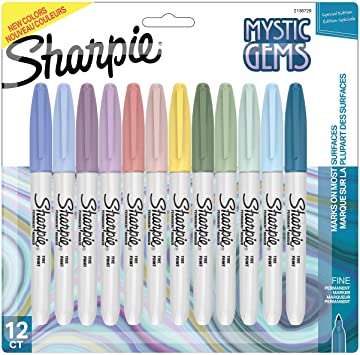 Sharpie Permanent Markers, Mystic Gem Special Edition, Fine Point, Assorted Colors, 12 Count