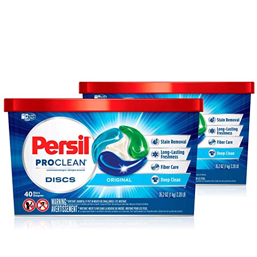 Persil ProClean Discs Laundry Detergent, Original, 40 Count, Pack of 2, 80 Total Loads