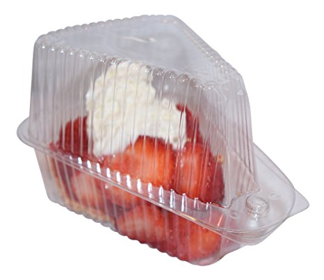 Hinged, Clear Single-Slice Pie / Cake / Cheesecake Container (High Dome Lid)- 20 Pieces