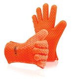 Silipro Heat Resistant Grilling Silicone BBQ Gloves for Cooking Baking Smoking Grilling and Potholder