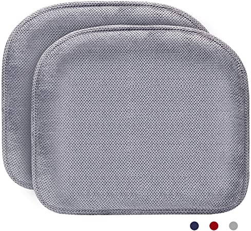 2Pack Memory Foam Chair Pad, Chair/Seat Cushion with Non Slip Chair Pads for Dinning Room Comfort and Softness,Washable,15x17 inches - Grey