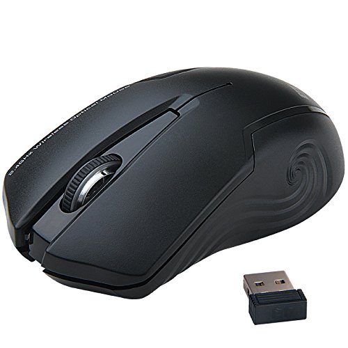 Uping® silent muted optical cordless ergonomic High Precision laser mouse 18 Month Battery Life 3 adjustable CPI Levels: 1600/1200/800 CPI 3 buttons Nano USB wireless receiver black