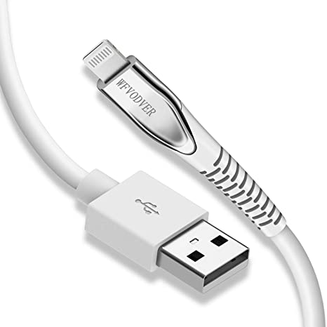 WFVODVER Lightning to USB-a iPhone Charger Cable MFi Certified TPE Braided Extra Fast Charging Cable for iPhone Xs/XS Max/XR/X / 8/8 Plus / 7/7 Plus and More [White] (10FT/3M)