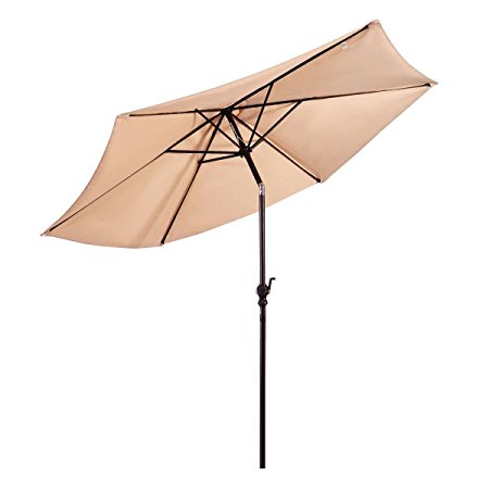 Giantex 9FT Patio Umbrella Patio Market Steel Tilt W/ Crank Outdoor Yard Garden