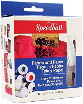 Speedball Art Products Block Printing Ink, 1.25-Ounce, Fabric and Paper, 6 Per Package