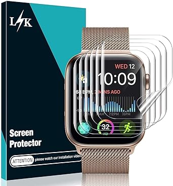 LϟK 6 Pack Screen Protector Designed for Apple Watch 44mm Series 6 5 4 SE / 42mm Series 3 2, Max Coverage, Bubble Free Flexible Soft TPU for iWatch 44mm 42mm