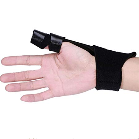 Finger Splint for Arthritis Broken Trigger Mallet Injury Wound - Adjustable Fixing Belt with Built-in Aluminium - Thumb Brace Fits Middle Index Ring All Fingers (Black)
