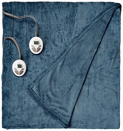 Sunbeam Microplush Heat Blanket, Full, Heritage Blue