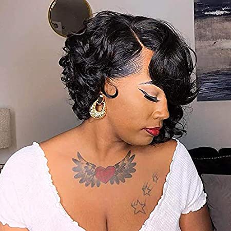 BeiSDWig Short Afro Curly Bob Wig Bob Wigs for Black Women Curly Synthetic Hair Wig Short Curly Bob Hairstyles (9516-z)