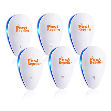 Ultrasonic Pest Repeller Plug in Pest Control - Bug Repellent for Ant,Mosquito,Mice,Flea,Fly,Spider,Roach,Rat, 6 Pack
