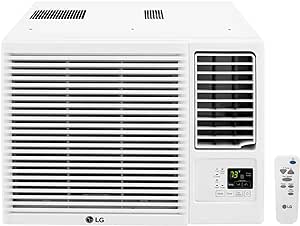 LG 18,000 BTU Window Air Conditioner with Heat, 230/208V, Cools 1,000 Sq.Ft. for Bedroom, Living Room, Basement, Apartment, with Remote, 2 Speeds, 24-Hour Timer, White