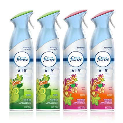 Febreze Air Freshener, 2 Gain Original and 2 Gain Island Fresh scents (4 Count, 8.8 fl oz)