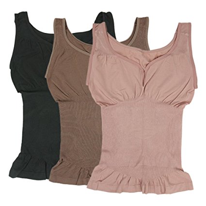 Lucky Commerce Women's Shapewear Camisole Seamless Basic Smoothing Tank Tops 1/2/3 Packs