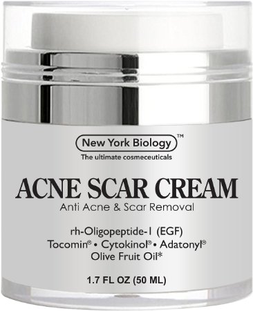 Acne Scar Cream from New York Biology - EGF Anti Acne Cream Helps Get Rid of Acne Scars while Hydrating & Regenerating Skin - 1.7 fl oz