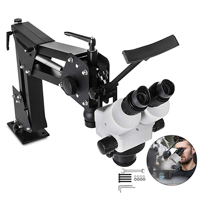 VEVOR Micro Inlaid Mirror Multi-Directional Microscope with Spring Bracket 7X-4.5X Multi-Directional Micro-Setting Microscope Jewelry Tools