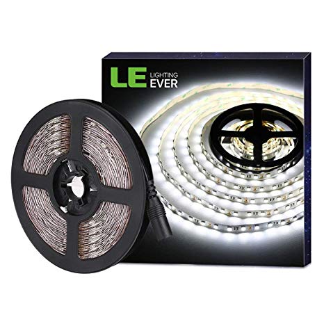 LE Bright LED Strips Lights 5 Metre, 3600lm, 300 SMD 5050 LEDs, Daylight White, 12V Light Strip for Kitchen Cabinet, Bookcase, Mirror and More