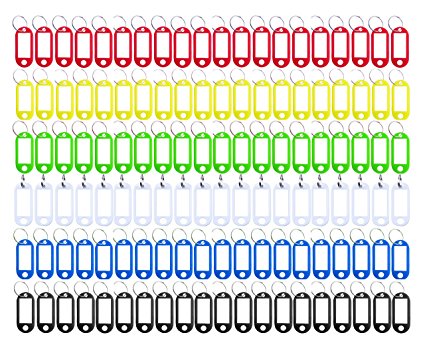 NewNewStar® Pack of 120 Pcs Assorted Color Plastic Coded Key ID Label Tags Split Ring Keyring - with Label Window Ring Holder - Soft Plastic (120 Pcs Assorted Color)