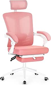 Vonesse Ergonomic Office Chair High Back Computer Mesh Office Chair with Footrest Big and Tall Office Chair Adjustable Home Office Chair Comfy Executive Desk Chair Pink