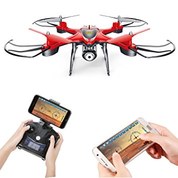 Holy Stone HS130 Wifi FPV Drone with Adjustable HD Video Camera RC Quadcopter with Altitude Hold, App Control,3D VR Headset Compatible, RTF and Easy to Fly for Beginner and Expert, Color Red