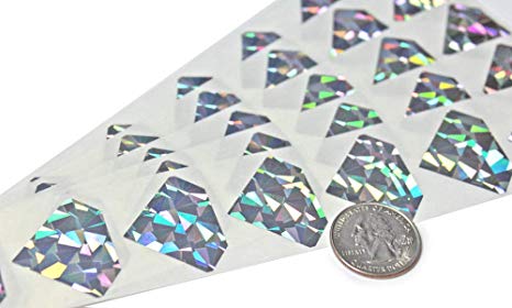 My Scratch Offs 1.25 Inch Hologram Silver Diamond Scratch Off Sticker Labels - 100 Pack