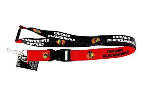 NHL Chicago Blackhawks Reversible Lanyard Keychain Badge Holder Charm Gift Set