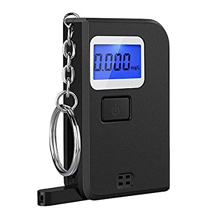 Homasy Portable Keyring Breath Alcohol Tester, Keychain Breathalyzer for Drinkers Driver- Black