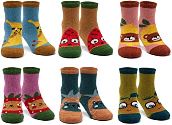 Boys Wool Socks Kids Winter Warm Socks Thicken Thermal Crew Socks for Boys 6 Pairs
