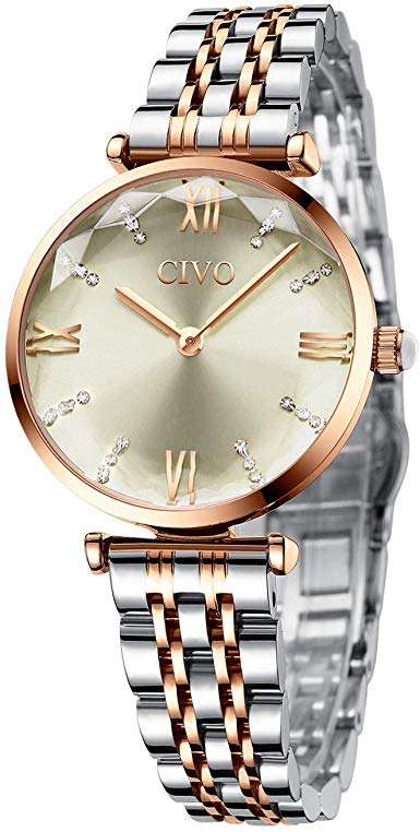 CIVO Women Watches Ladies Waterproof Stainless Steel Minimalist Analogue Rose Gold Wrist Watch Dress Elegant Casual Classic Simple Watch for Women Ladies Girls