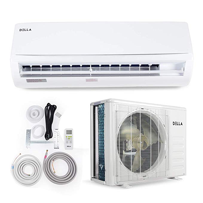 DELLA 9,000 BTU 230V Wall-Mounted Mini-Split Inverter Air Conditioner Heat Pump AHRI Certified w/ 16' Installation Kit, 25 SEER