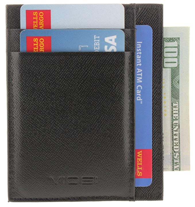 Viosi Front Pocket Minimalist Leather Slim Wallet RFID Blocking