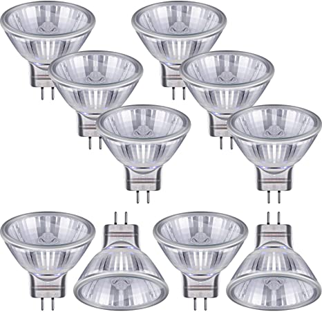 10 Pieces Halogen Light Bulbs MR11 12V FTD Halogen Spotlight Bulbs, GU4 Bi-Pin Base, Glass Cover, Warm White 2700K Dimmable Precision Halogen Reflector Fiber Optic Light Bulb (35 Watt)